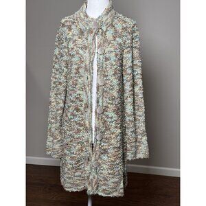 JH COLLECTIBLES Womens M Wool Blend Longline Cardigan Sweater Jacket Brown Beige